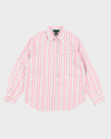 Mens Ralph Lauren Pink Striped Linen Shirt - L