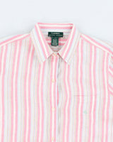 Mens Ralph Lauren Pink Striped Linen Shirt - L