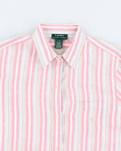 Mens Ralph Lauren Pink Striped Linen Shirt - L