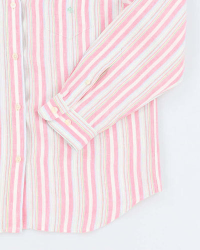 Mens Ralph Lauren Pink Striped Linen Shirt - L