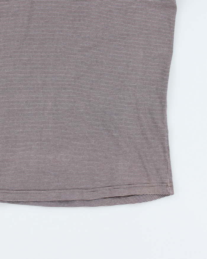 Mens 2000s Pierre Cardin Brown Striped Cotton T Shirt - XL