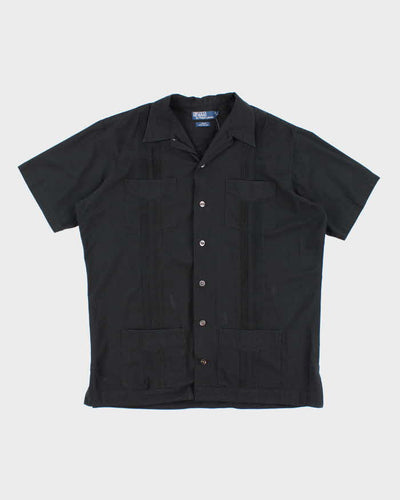 Vintage 90s Ralph Lauren Black Pleated Shirt - M