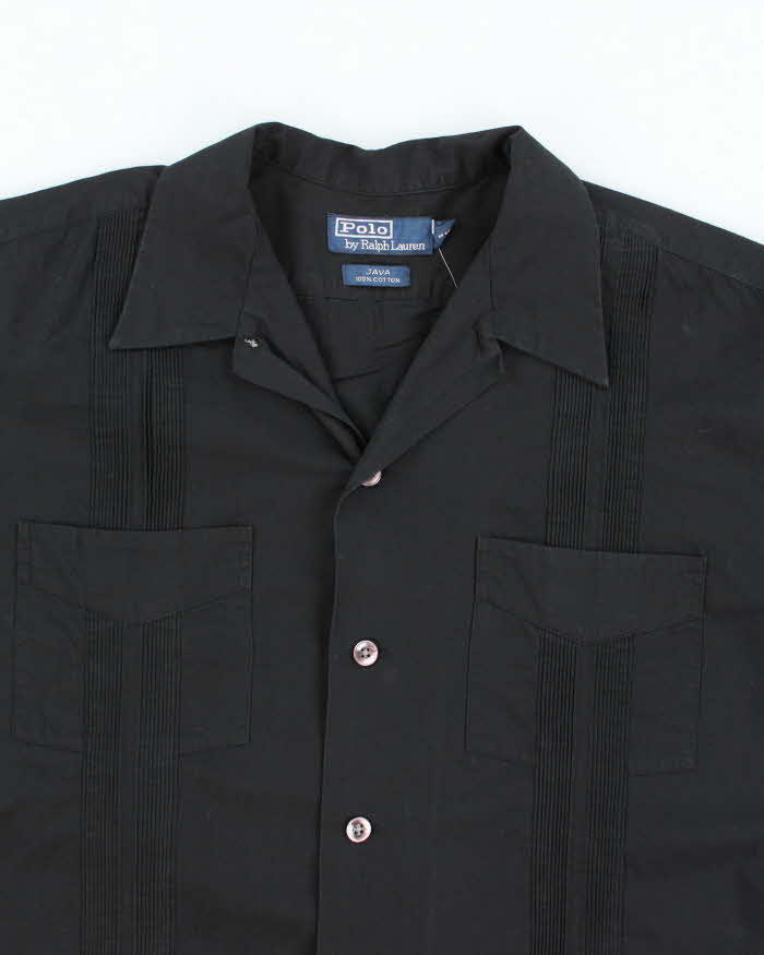Vintage 90s Ralph Lauren Black Pleated Shirt - M