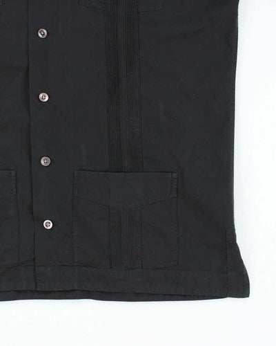 Vintage 90s Ralph Lauren Black Pleated Shirt - M