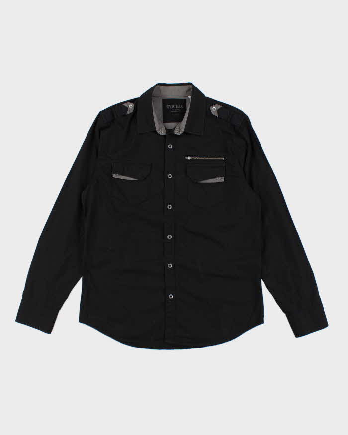 Y2k 00s Guess Long Sleeve Black Shirt - L