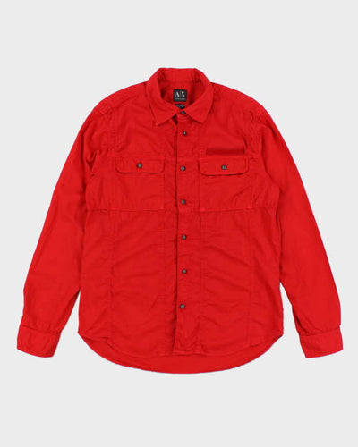 Y2k 00s Armani Exchange Long Sleeve Red Shirt - M