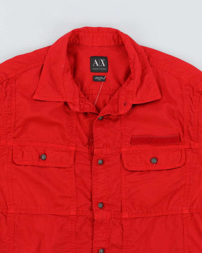 Y2k 00s Armani Exchange Long Sleeve Red Shirt - M