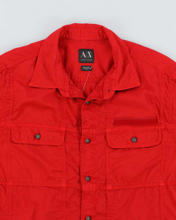 Y2k 00s Armani Exchange Long Sleeve Red Shirt - M