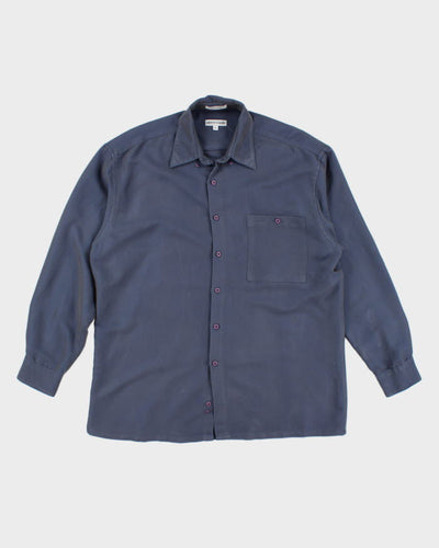 Vintage 90s Pierre Cardin Blue Iridescent Shirt - L