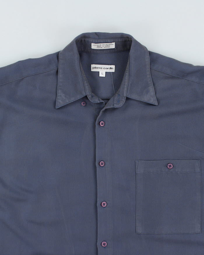 Vintage 90s Pierre Cardin Blue Iridescent Shirt - L