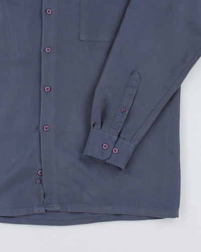 Vintage 90s Pierre Cardin Blue Iridescent Shirt - L