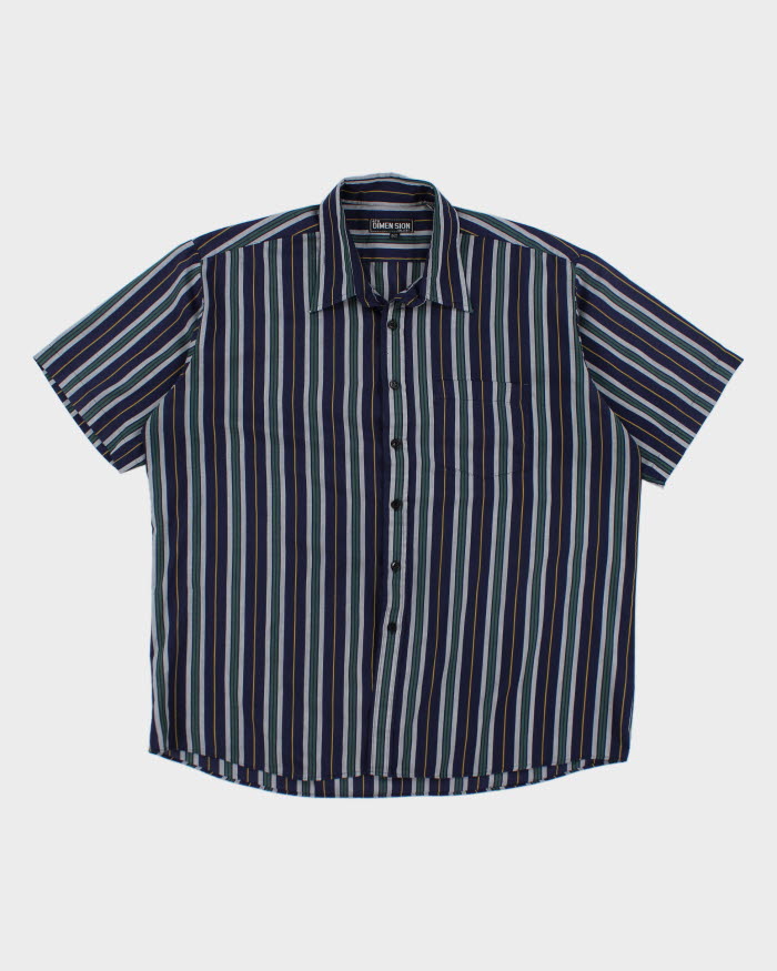 Vintage 90s 4th Dimension Striped Short Sleeve Shirt - XL
