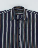 Vintage 90s 4th Dimension Striped Short Sleeve Shirt - XL