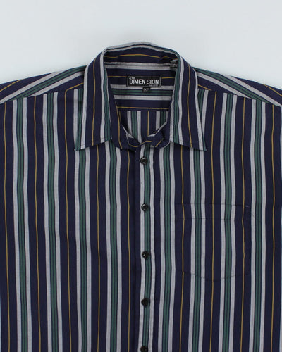 Vintage 90s 4th Dimension Striped Short Sleeve Shirt - XL
