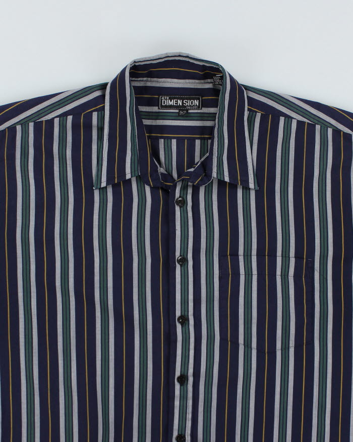 Vintage 90s 4th Dimension Striped Short Sleeve Shirt - XL