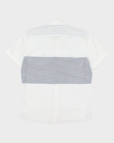 Lacoste White Stripe Short Sleeve Shirt - M