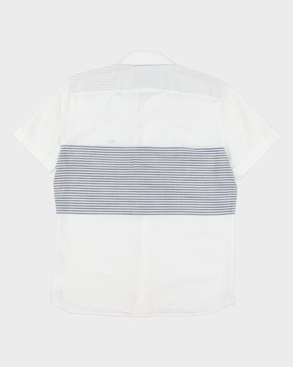 Lacoste White Stripe Short Sleeve Shirt - M