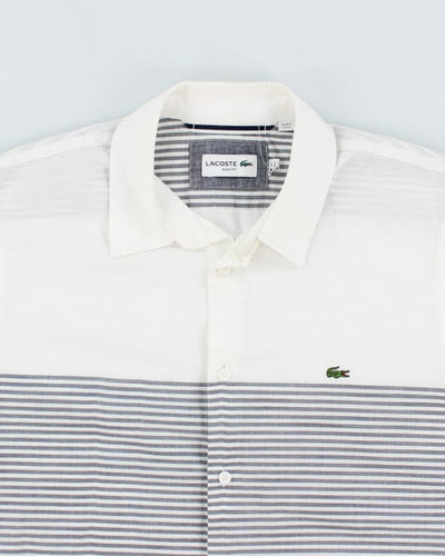 Lacoste White Stripe Short Sleeve Shirt - M