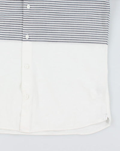 Lacoste White Stripe Short Sleeve Shirt - M