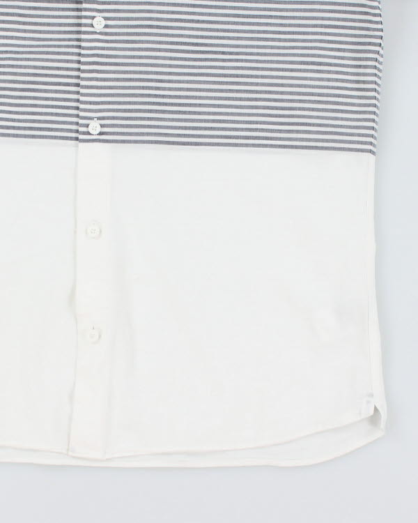 Lacoste White Stripe Short Sleeve Shirt - M