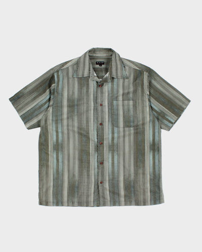 Vintage 90s Kaid Stripe Green Shirt - L