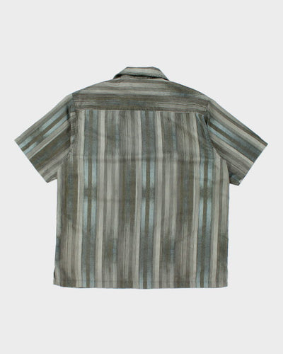 Vintage 90s Kaid Stripe Green Shirt - L