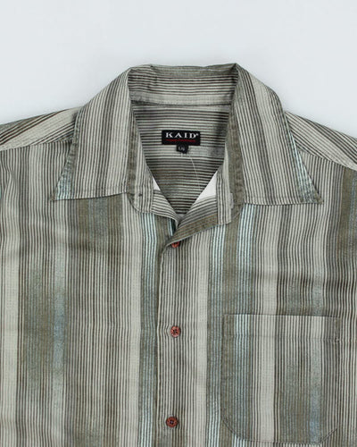 Vintage 90s Kaid Stripe Green Shirt - L