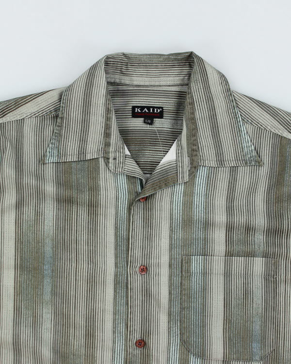 Vintage 90s Kaid Stripe Green Shirt - L