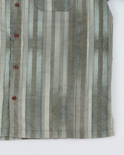 Vintage 90s Kaid Stripe Green Shirt - L