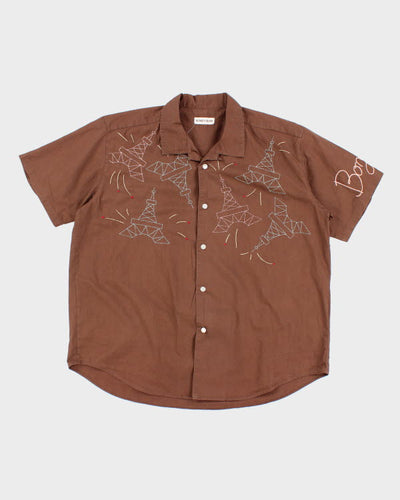 Kidney Bean Brown Embroidered Shirt - L