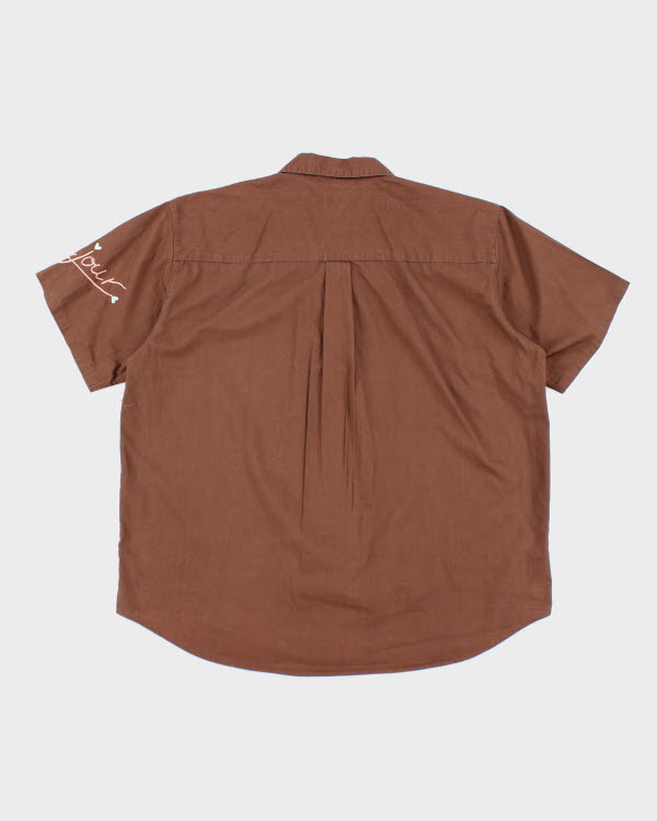Kidney Bean Brown Embroidered Shirt - L