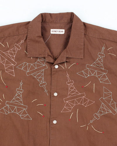 Kidney Bean Brown Embroidered Shirt - L