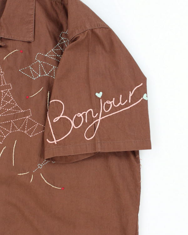 Kidney Bean Brown Embroidered Shirt - L
