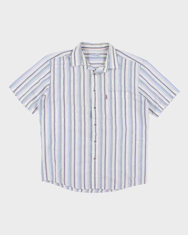 Vintage 90's Men's Striped Short Sleeve Shirt - XL