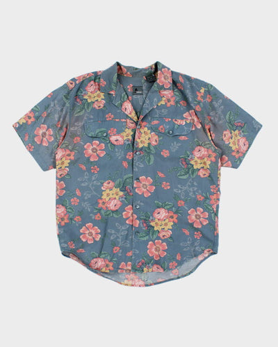 Vintage Men's Floral Print Short Sleeve Shirt - M