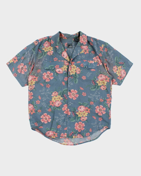 Vintage Men's Floral Print Short Sleeve Shirt - M