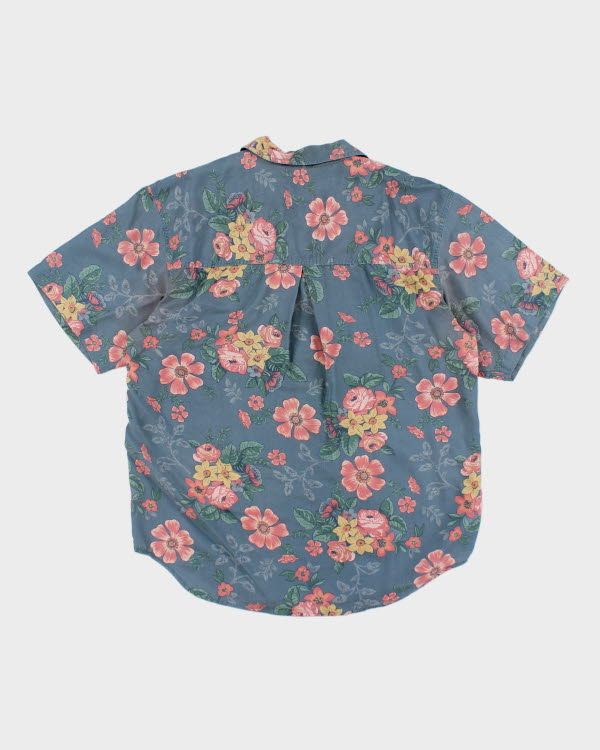 Vintage Men's Floral Print Short Sleeve Shirt - M