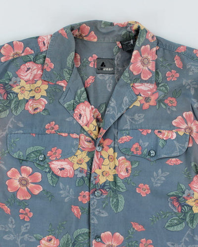Vintage Men's Floral Print Short Sleeve Shirt - M