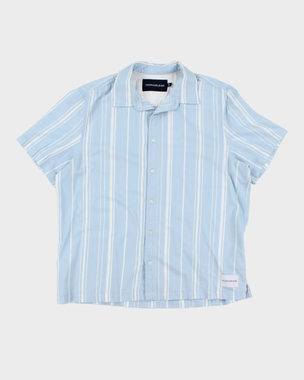 Vintage Men's Calvin Klein Striped Short Sleeve Shirt - L
