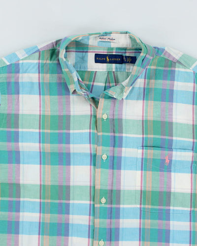 Vintage Men's Ralph Lauren Patterned Short Sleeve Shirt - XL