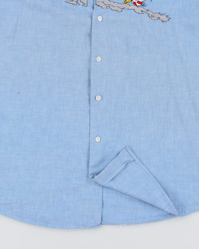 Vintage Men's Embroidered Birds Short Sleeve Shirt - XL