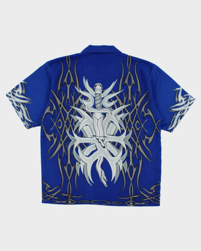 Vintage Y2K Gothic All Over Print Short Sleeve Shirt - L