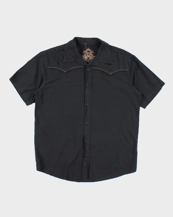 Vintage Y2K Western Style Short Sleeve Shirt - L