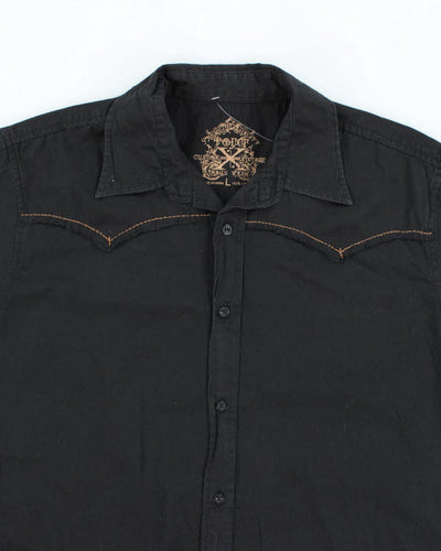 Vintage Y2K Western Style Short Sleeve Shirt - L