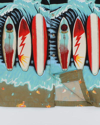 Vintage 90's Surf Board Printed Hawaiian Shirt - XL