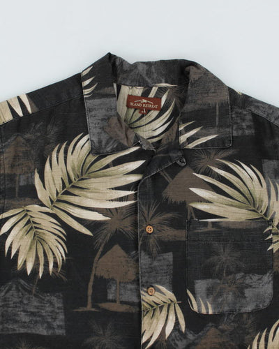 Vintage Island Retreat Printed Hawaiian Shirt - M