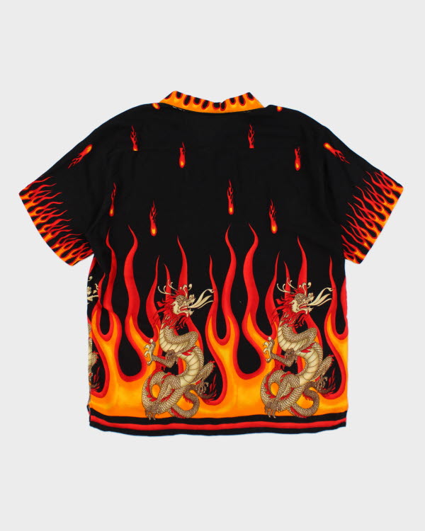 Vintage Y2K Flame Short Sleeve Shirt - L