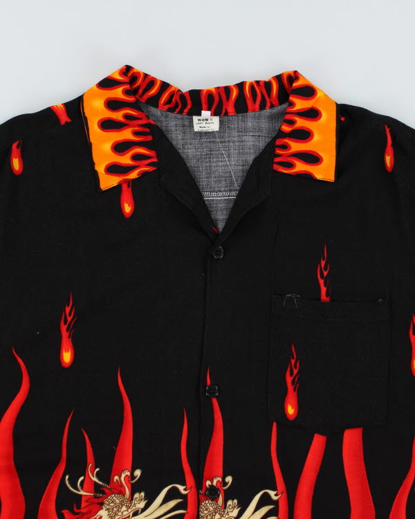 Vintage Y2K Flame Short Sleeve Shirt - L