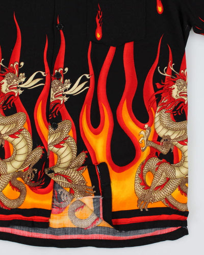 Vintage Y2K Flame Short Sleeve Shirt - L