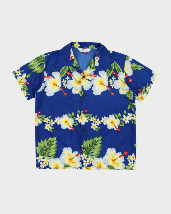 Vintage Cropped Floral Hawaiian Shirt - L